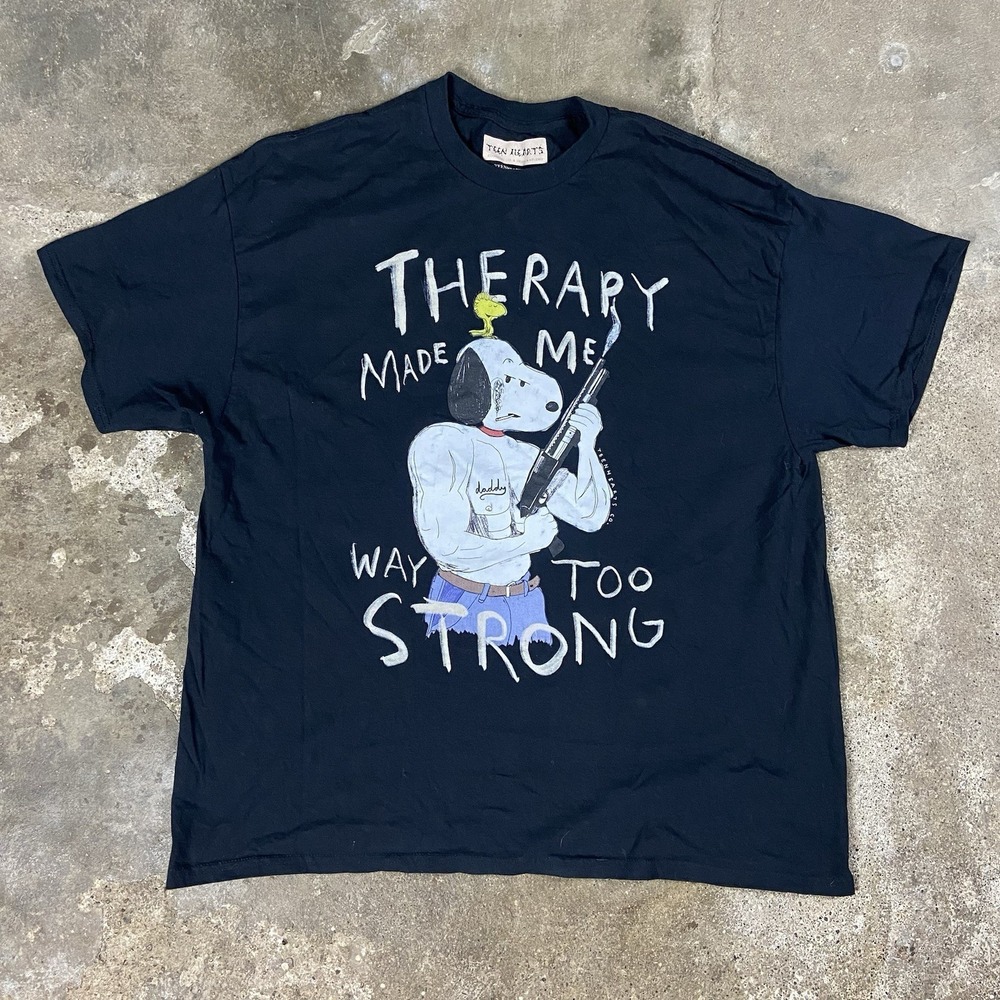 Teen Hearts Snoopy Woodstock Shirt Size XL Black Peanuts Therapy Graphic Tee
